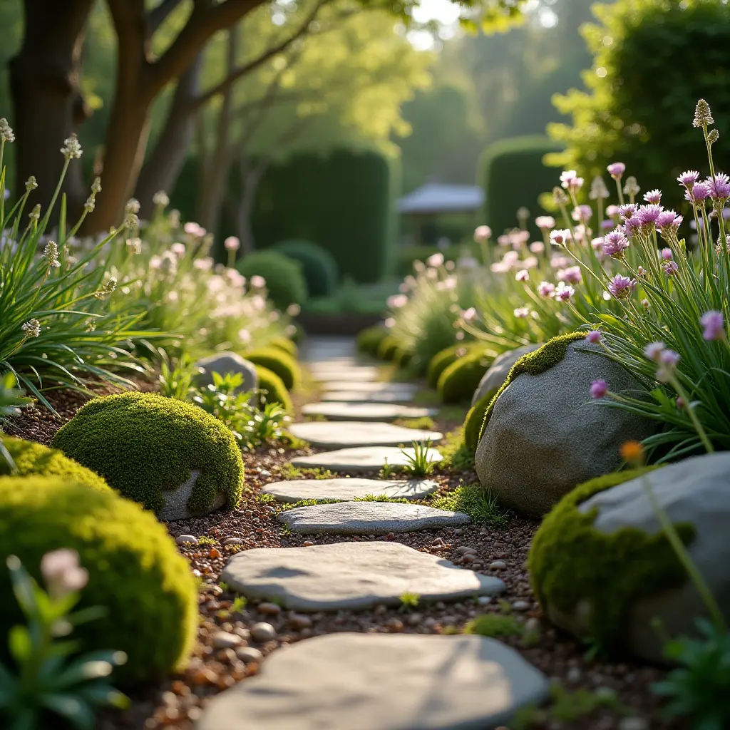 Natural elements in cottagecore garden