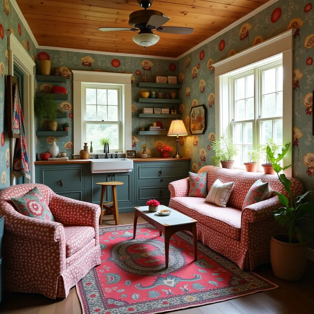 Cozy Cottagecore Space with Folk Art