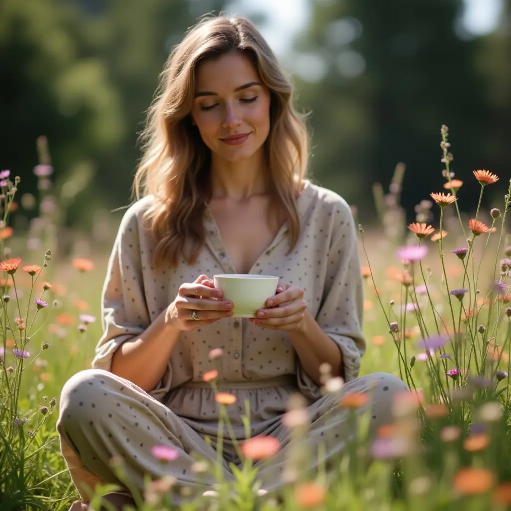 Tea Time in a Garden of Wildflowers