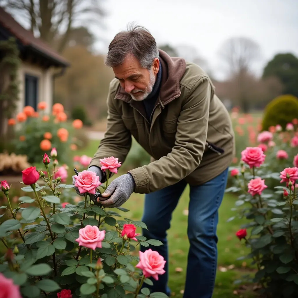 Pruning in a cottagecore garden