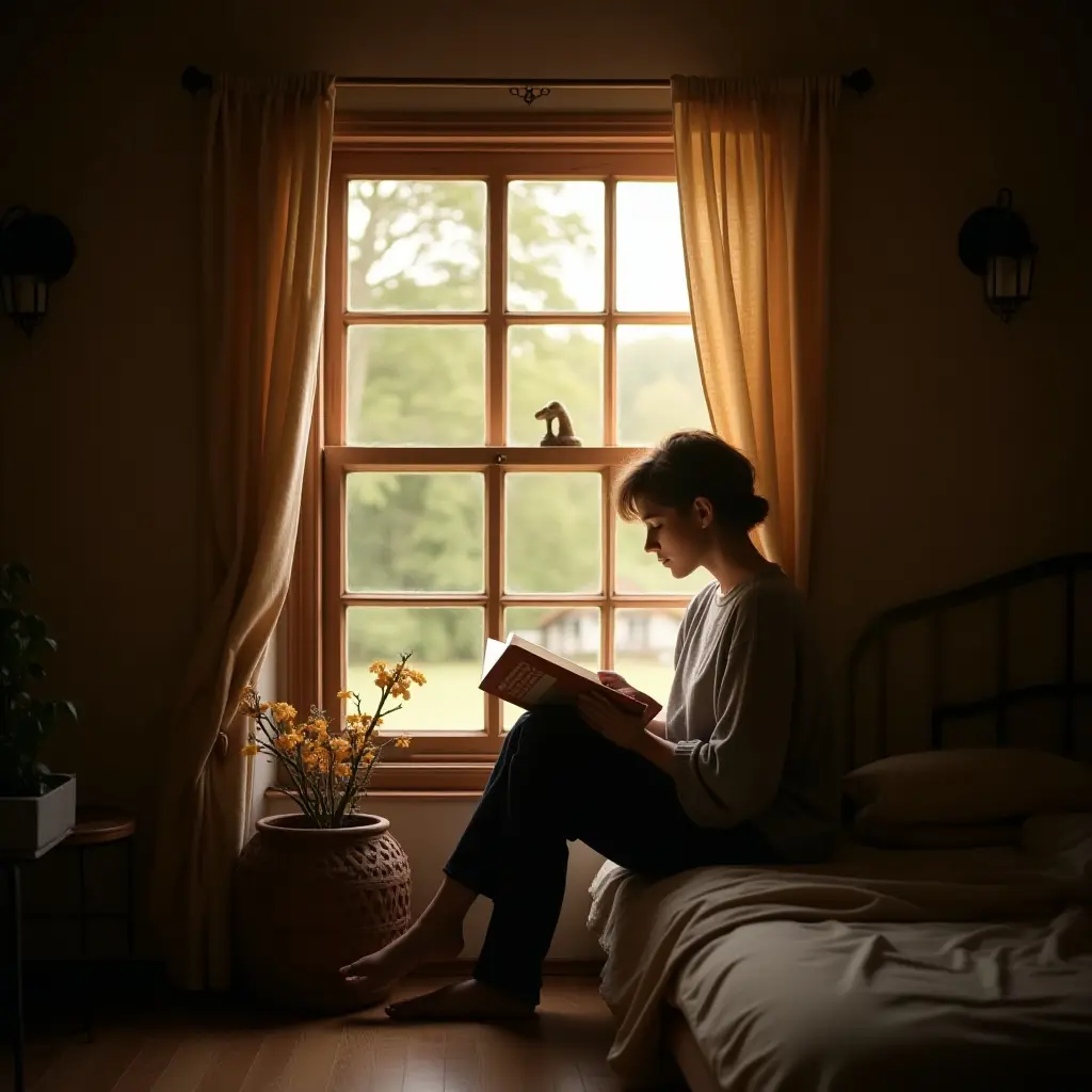 Reading by a Sunlit Window