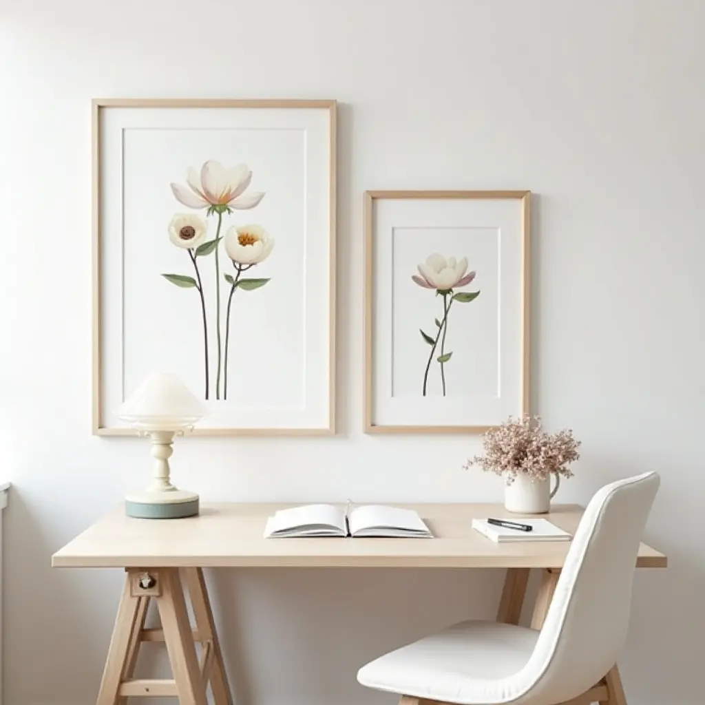 Pressed Flower Art in Workspace