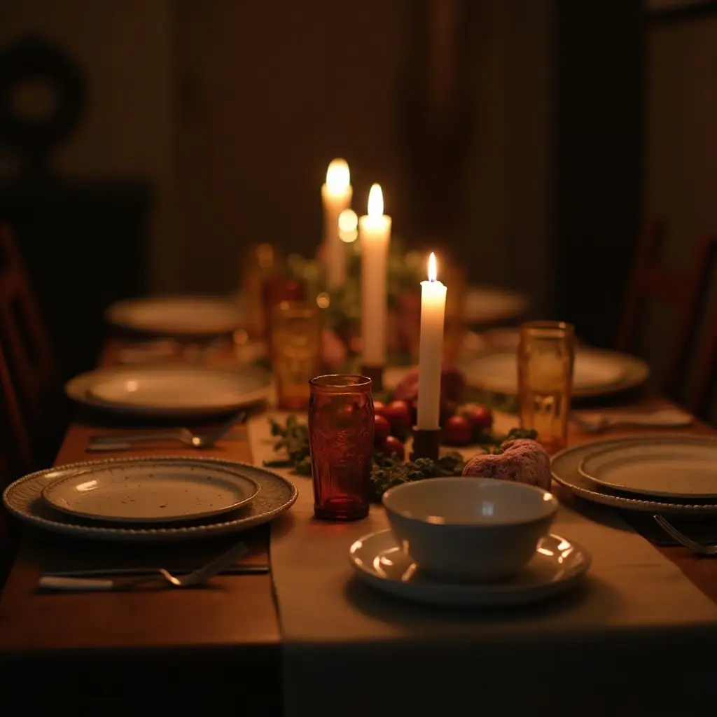 Candlelit atmosphere for a cottagecore dinner party