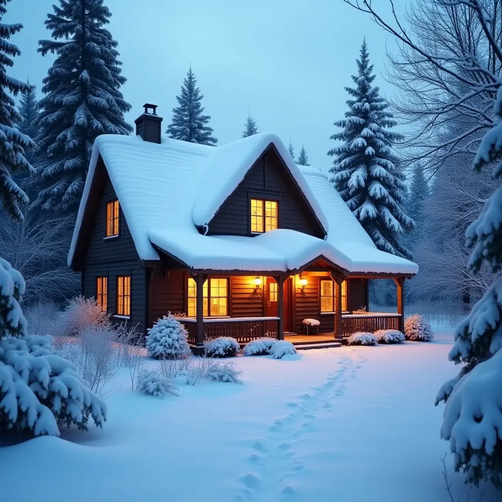 Cozy winter cottagecore scene