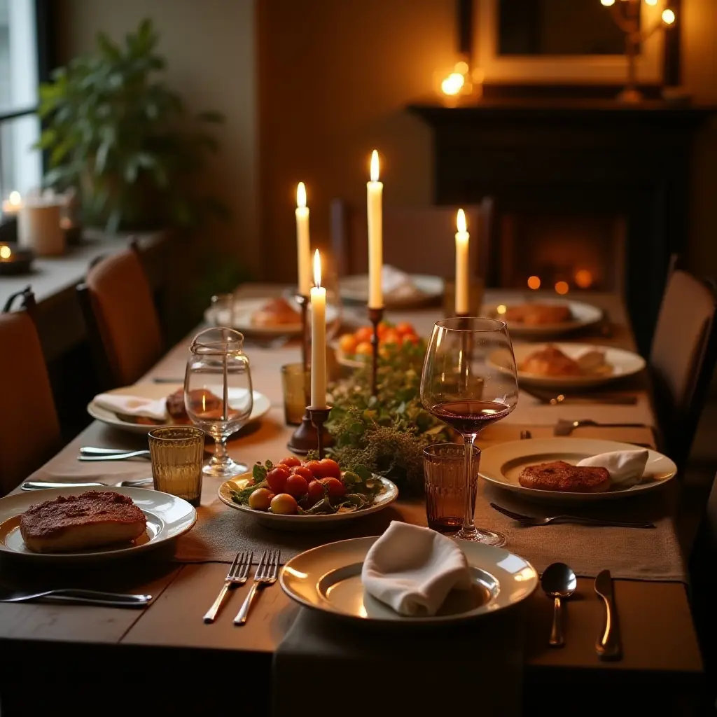 Vintage table settings for a cottagecore dinner party