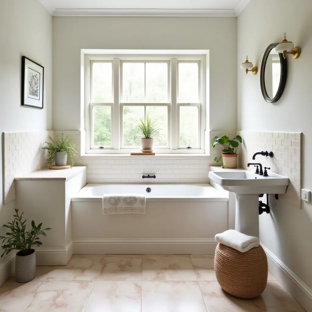 Botanical Accents in Cottagecore Bathroom