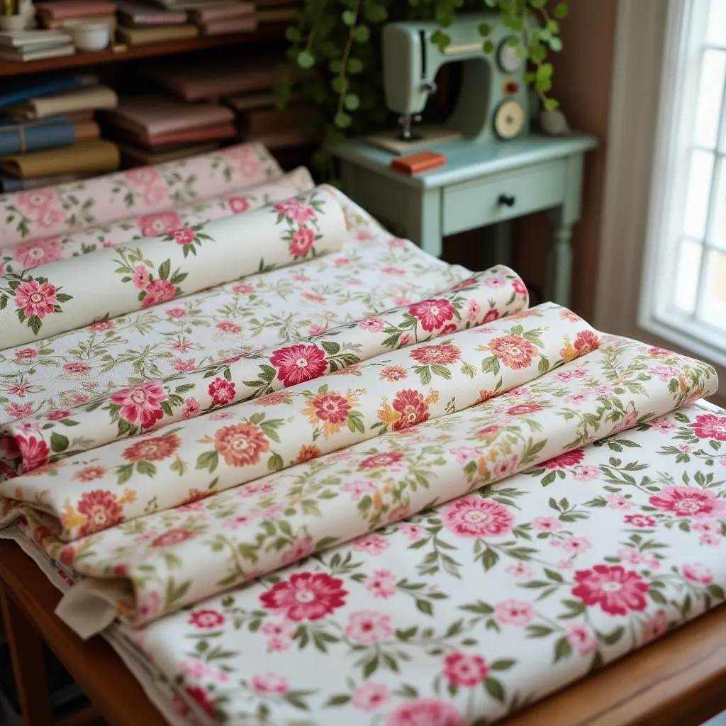 Vintage fabrics and floral patterns for cottagecore quilting