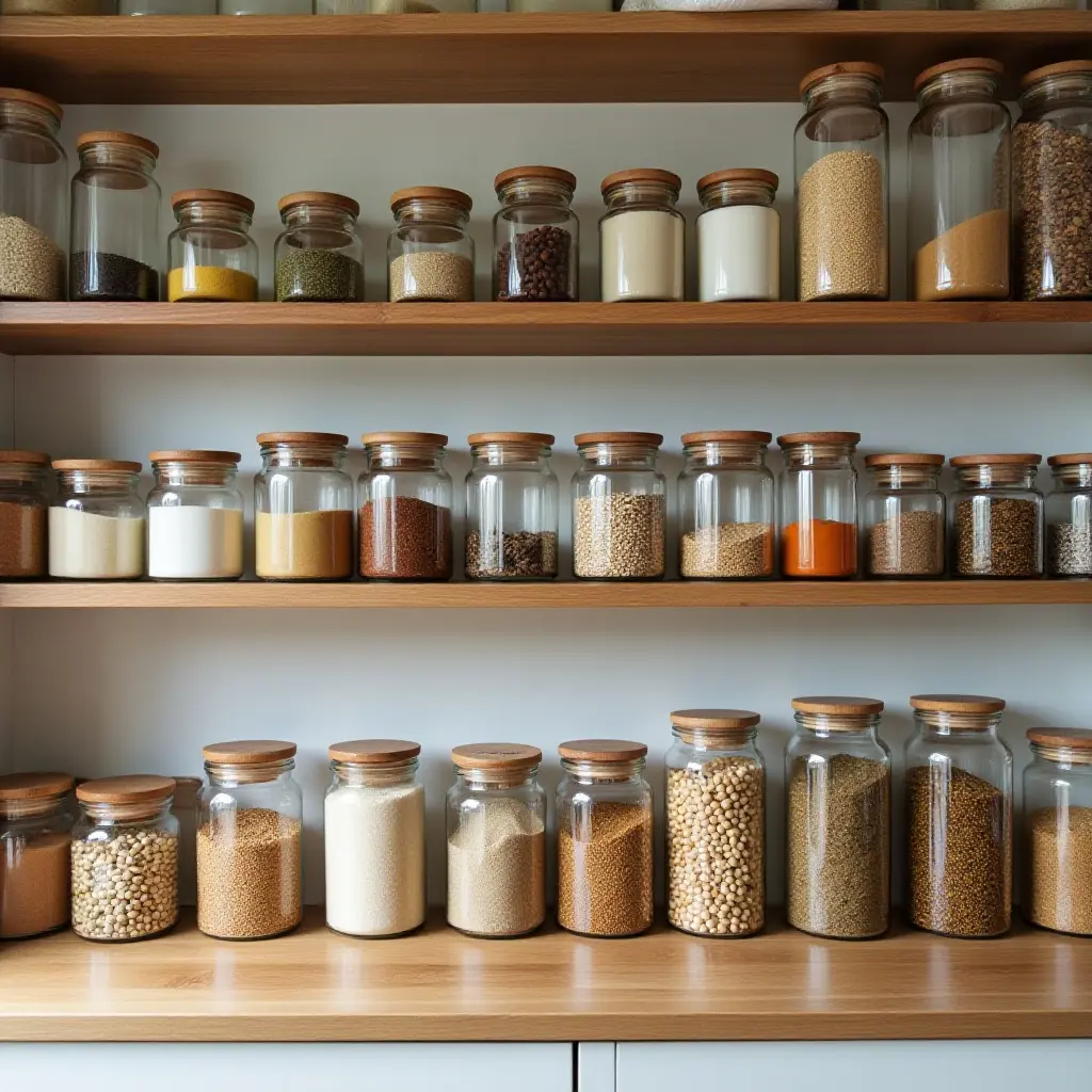 Reusable containers in a cottagecore kitchen