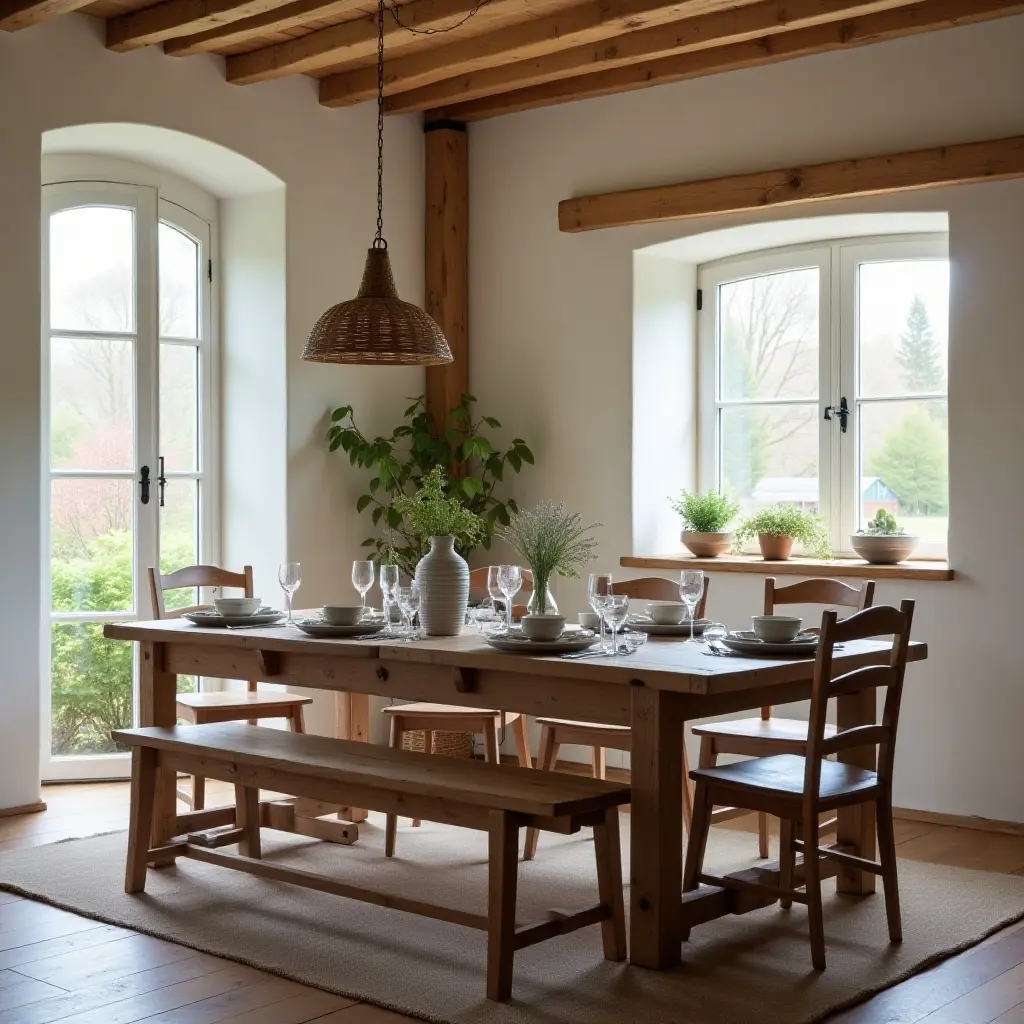 Rustic Furniture in a Cottagecore Dining Room