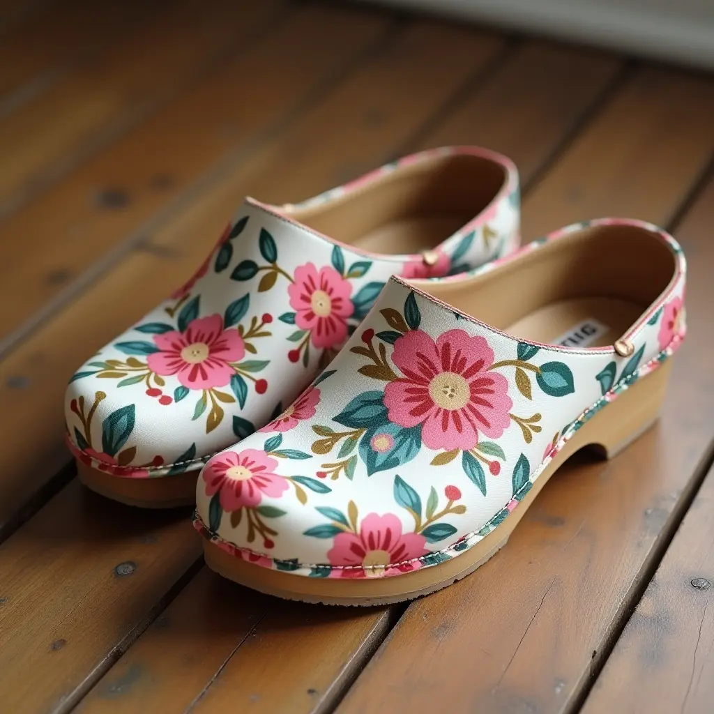 Floral-Patterned Clogs