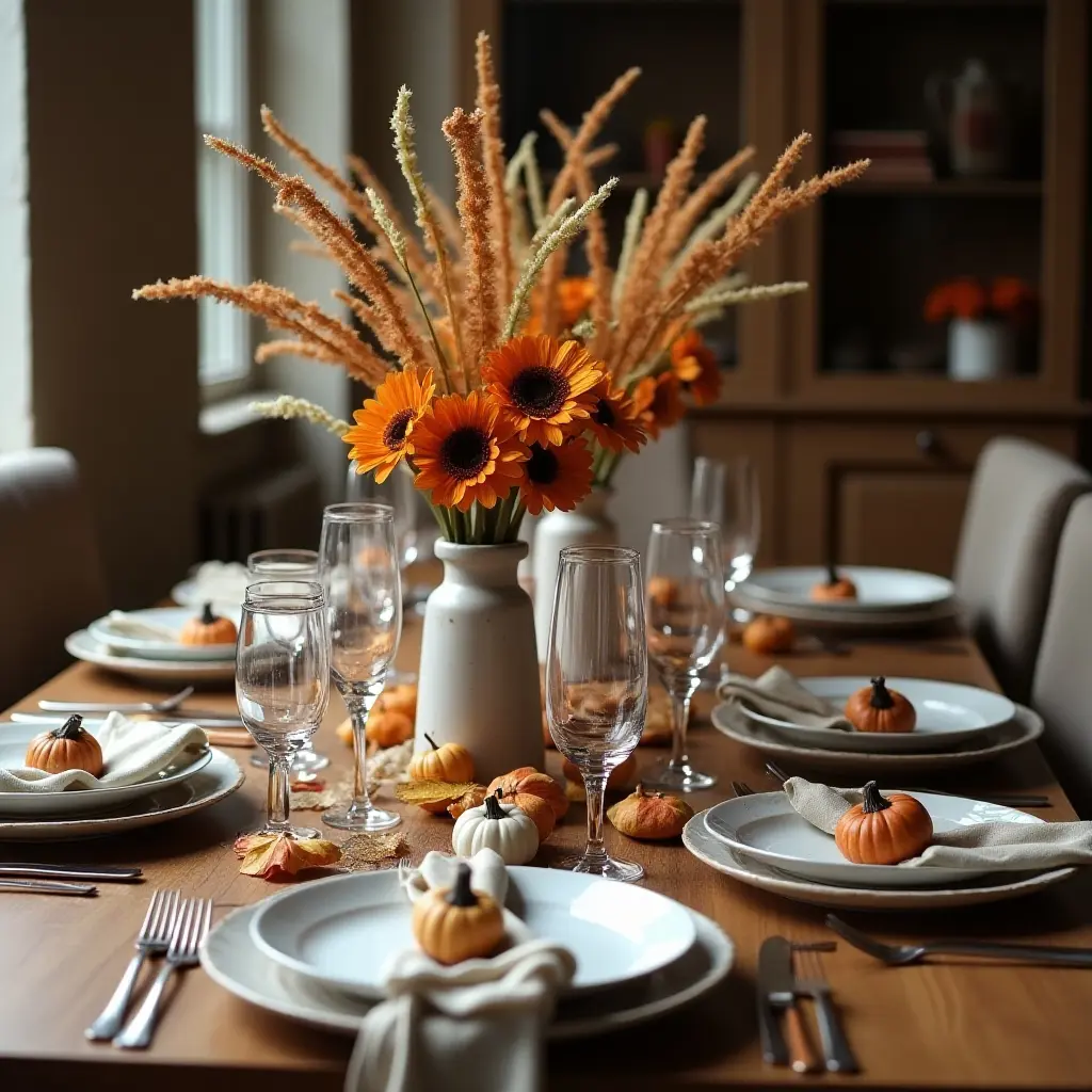 Dining Table Decor with Autumn Accents