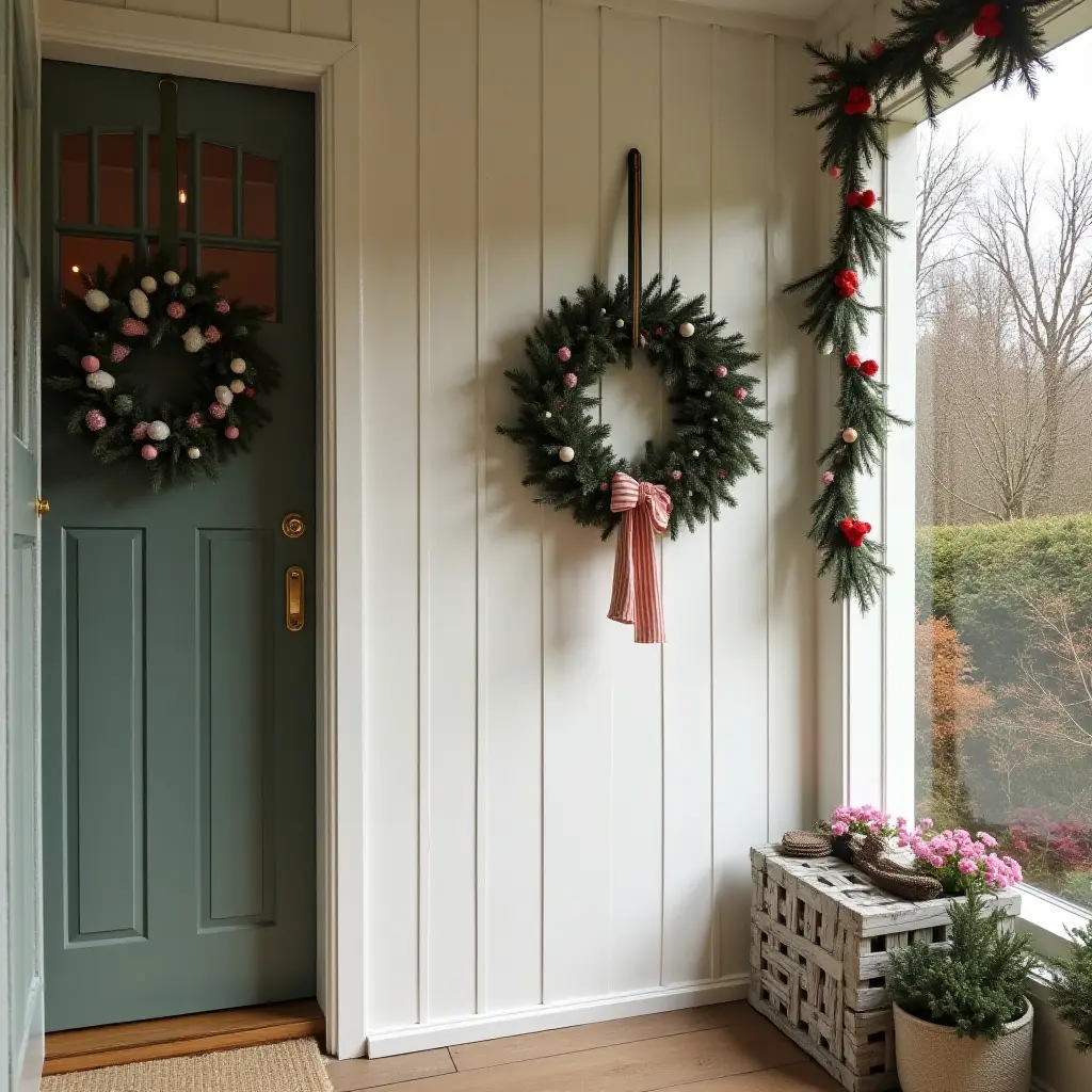 Festive entryway with reusable decor