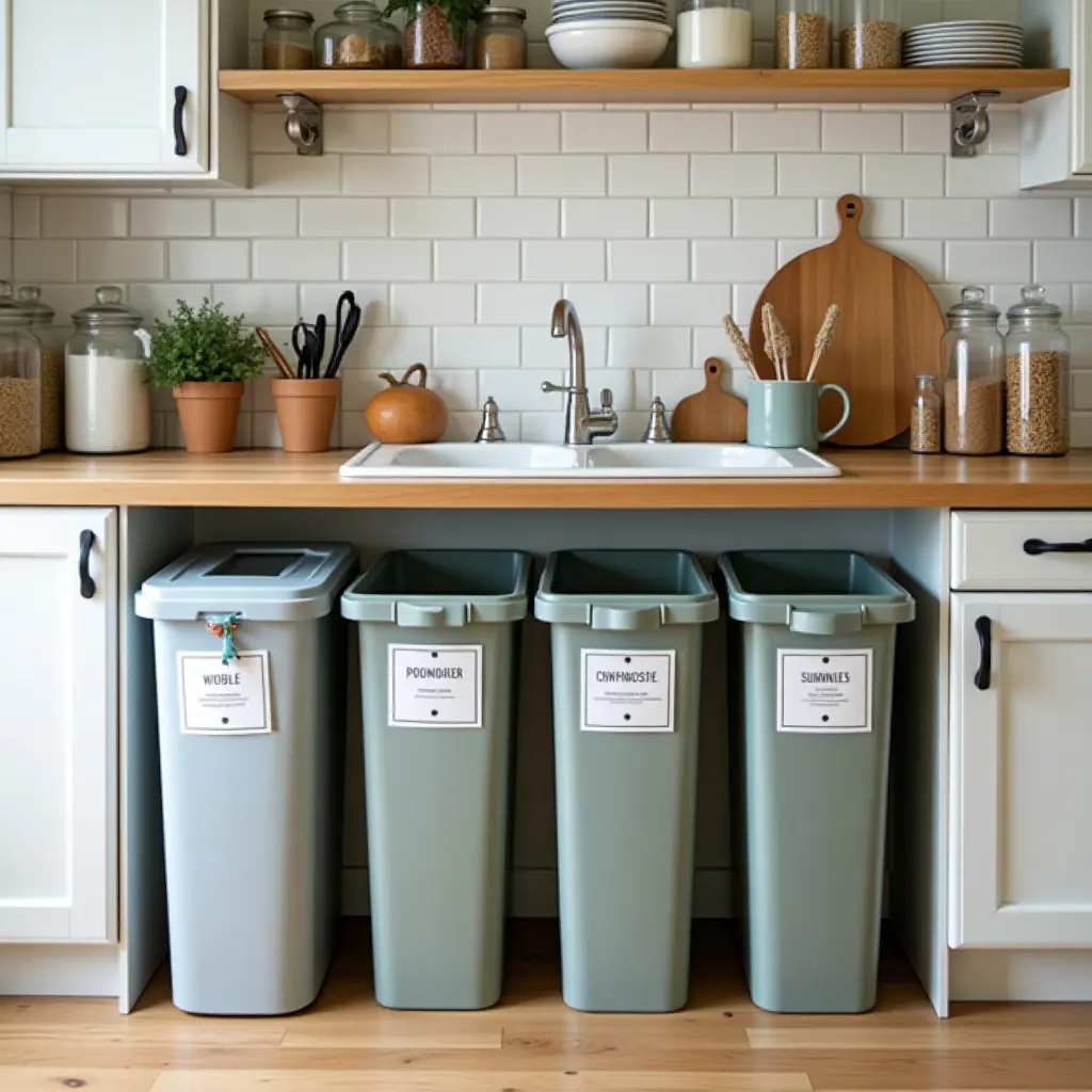 Cottagecore kitchen recycling