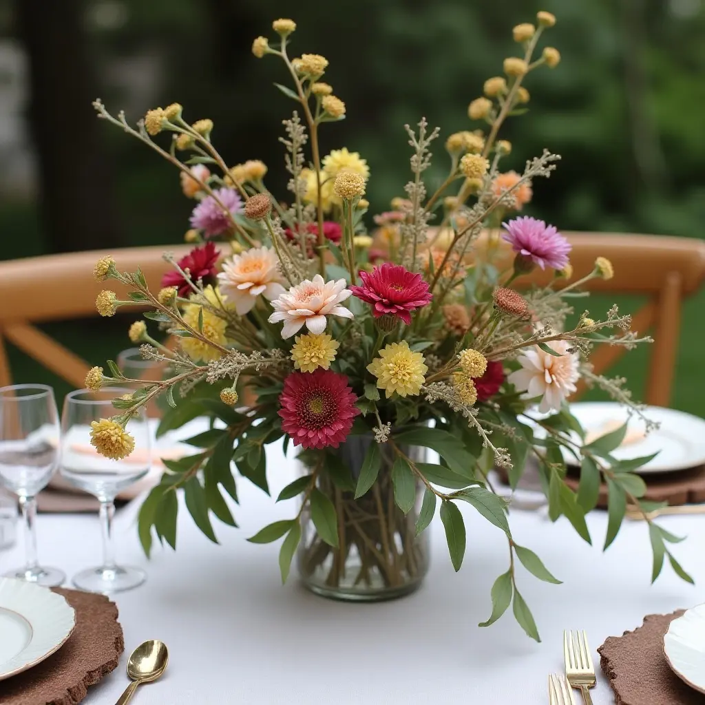 Foraged Branch and Wildflower Centerpiece